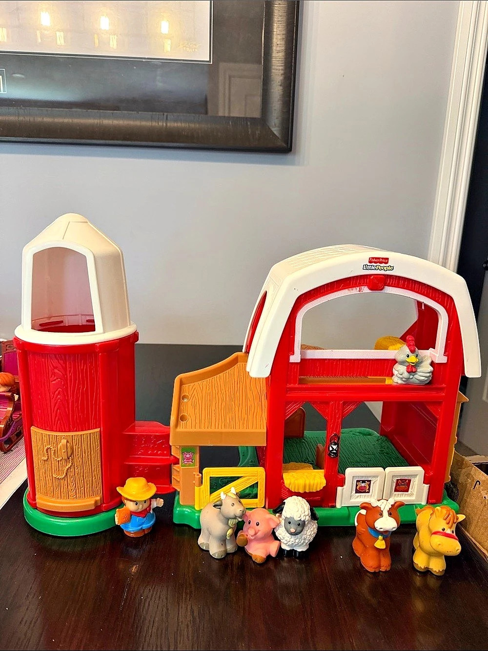 Fisher-Price Little People Animal Sounds Farm Playset Red & White